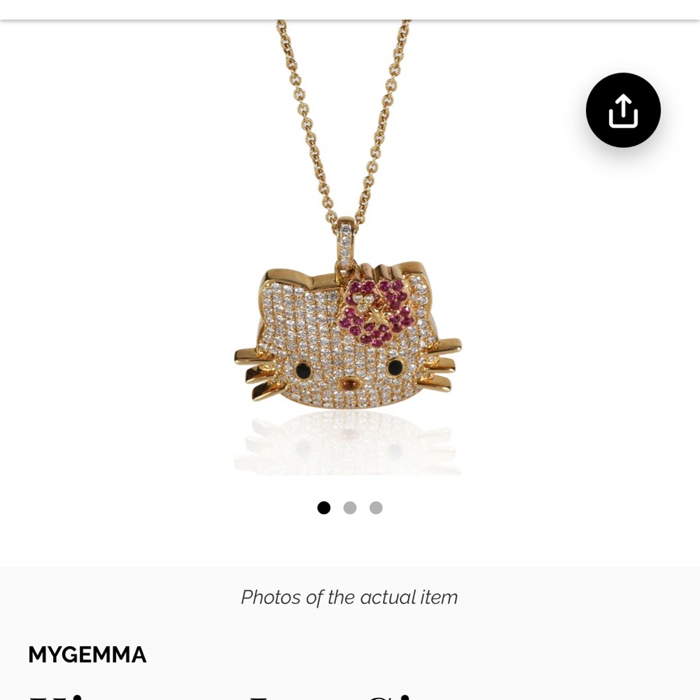 Gold and Pink Hello Kitty Pendant Necklace